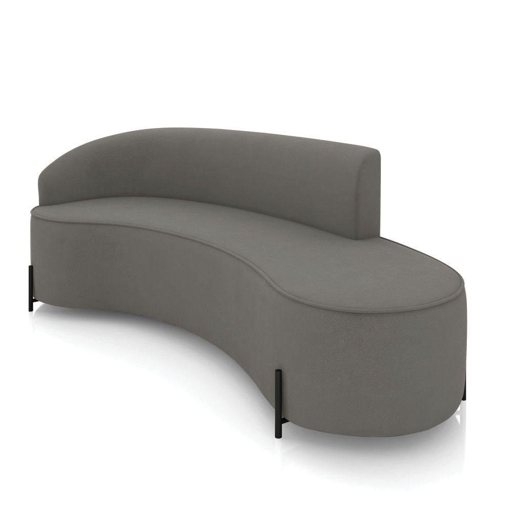 Sofá 4 Lugares Orgânico 220cm Pé Ferro Preto Morgan Suede Grafite D03 - D`rossi