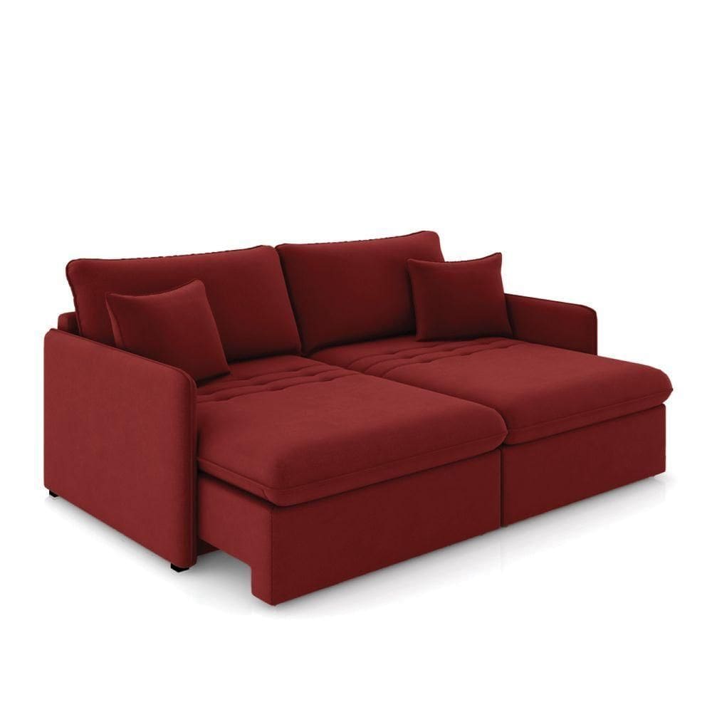 Sofá Retrátil Reclinável 2 Lugares 154cm Maili Veludo Vermelho K01 - D`rossi