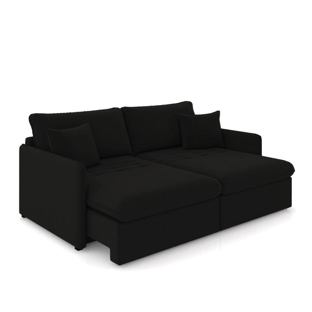 Sofá Retrátil Reclinável 2 Lugares 154cm Maili Veludo Preto K01 - D`rossi
