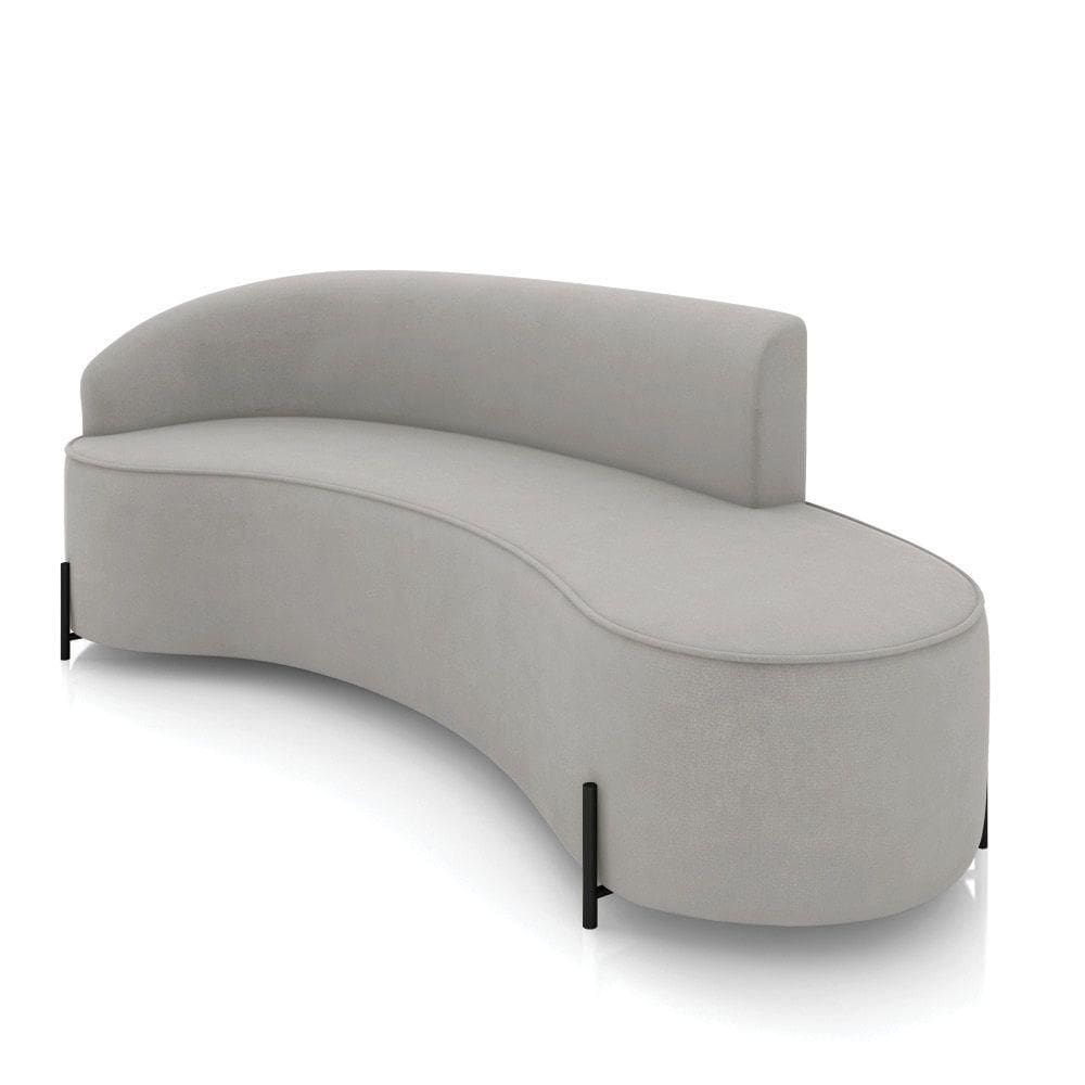 Sofá 4 Lugares Orgânico 220cm Pé Ferro Preto Morgan Suede Cinza D03 - D`rossi