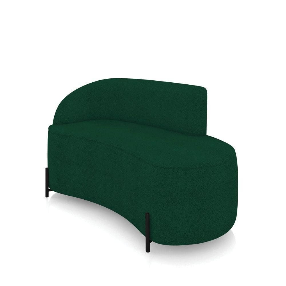 Sofá 2 Lugares Orgânico 140cm Pé Ferro Preto Morgan Bouclê Verde D03 - D`rossi