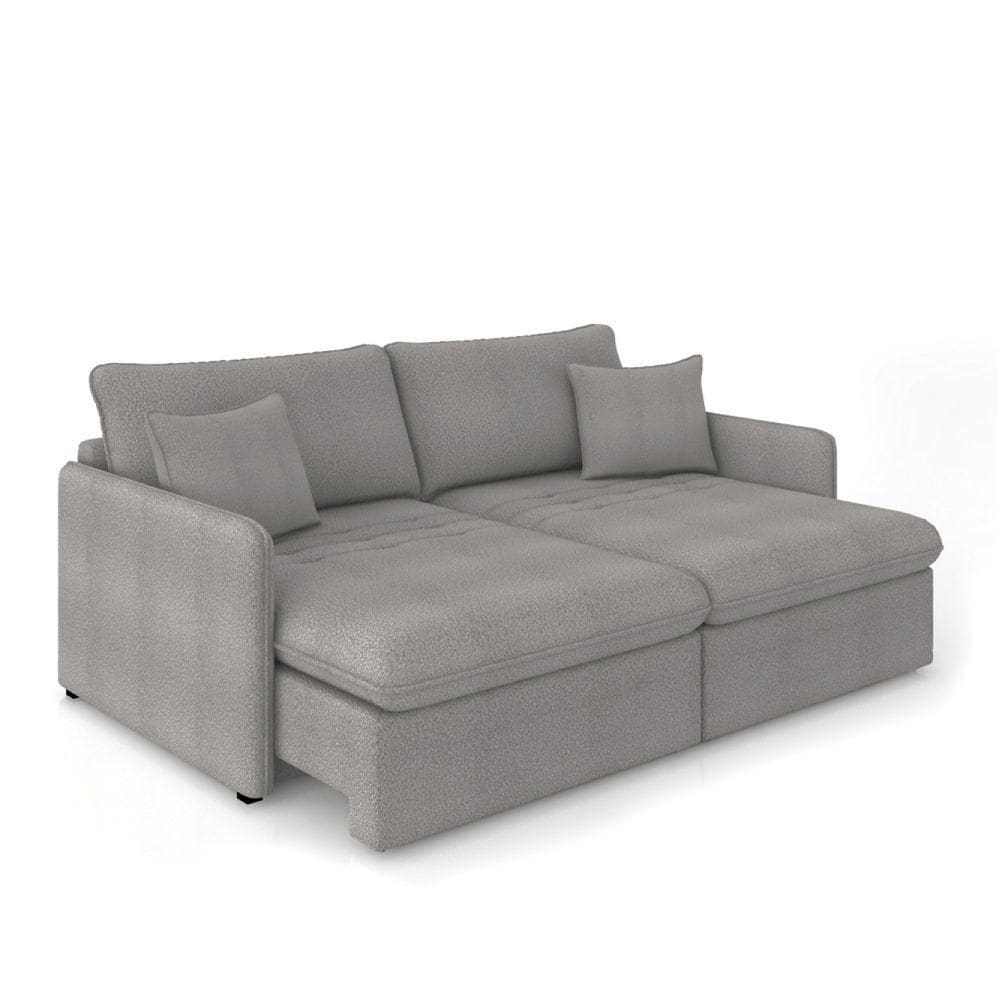 Sofá Retrátil Reclinável 2 Lugares 154cm Maili Bouclê Cinza K01 - D`rossi