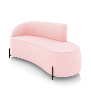 Sofá 3 Lugares Orgânico 180cm Pé Ferro Preto Morgan Suede Rosa Bebê D03 - D`rossi