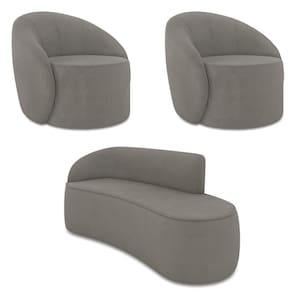 Sofá 3 Lugares Orgânico 180cm Morgan E 2 Poltronas Lua Suede Grafite D03 - D`rossi
