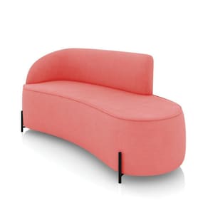 Sofá 3 Lugares Orgânico 180cm Pé Ferro Preto Morgan Suede Rosê D03 - D`rossi