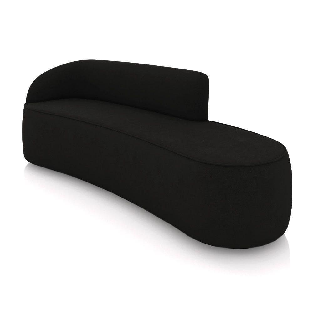 Sofá 4 Lugares Orgânico 220 Cm Morgan Suede Preto D03 - D`rossi