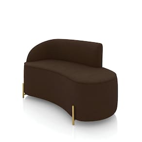 Sofá 2 Lugares Orgânico 140cm Pé Dourado Morgan Suede Marrom D03 - D`rossi