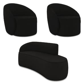 Sofá 3 Lugares Orgânico 180cm Morgan E 2 Poltronas Lua Suede Preto D03 - D`rossi