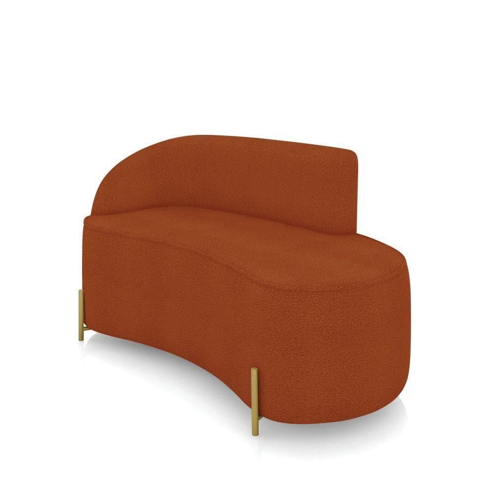 Sofá 2 Lugares Orgânico 140cm Pé Dourado Morgan Bouclê Terra D03 - D`rossi