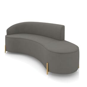 Sofá 4 Lugares Orgânico 220cm Pé Dourado Morgan Suede Grafite D03 - D`rossi