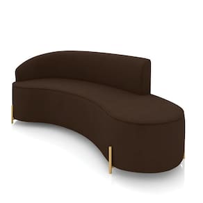 Sofá 4 Lugares Orgânico 220cm Pé Dourado Morgan Suede Marrom D03 - D`rossi