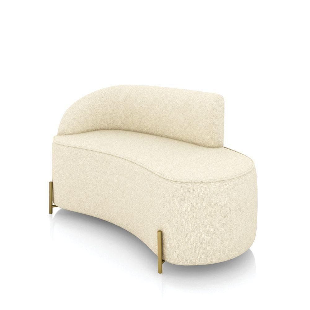 Sofá 2 Lugares Orgânico 140cm Pé Dourado Morgan Linho Bege D03 - D`rossi