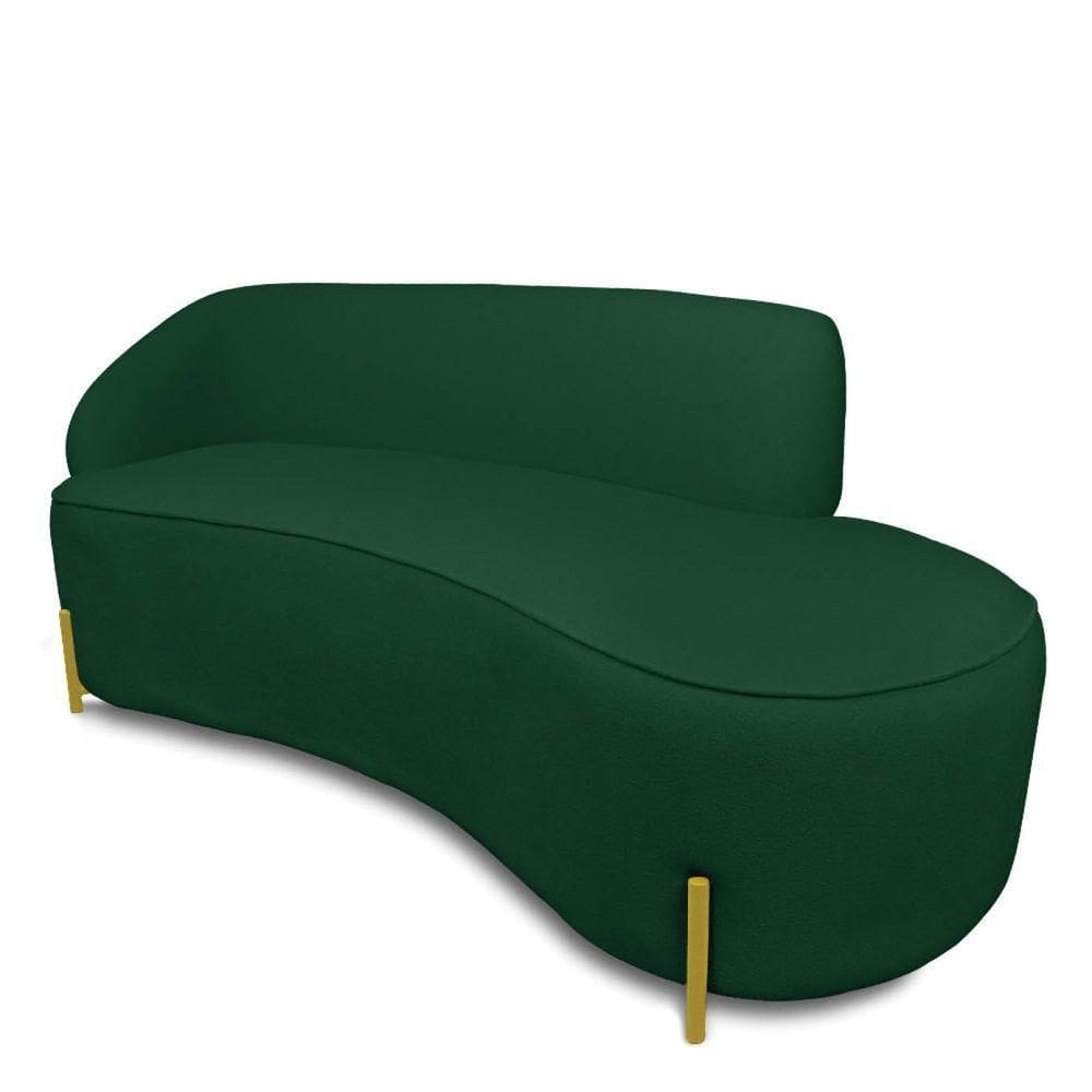 Sofá 3 Lugares Orgânico 180cm Pé Dourado Morgan Bouclê Verde D03 - D`rossi