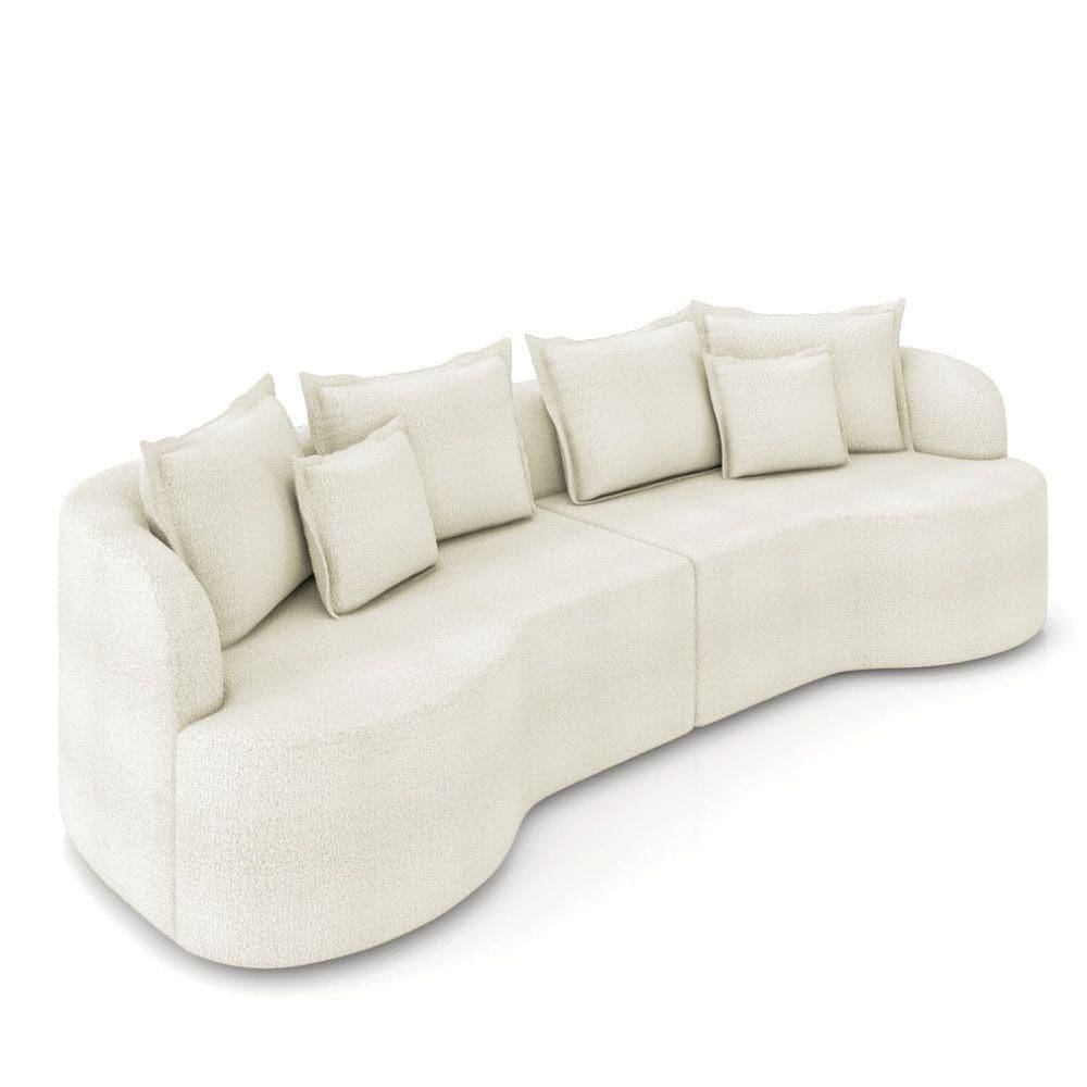 Sofá 3 Lugares Orgânico Living 210cm Mersa Bouclê Bege K01 - D`rossi