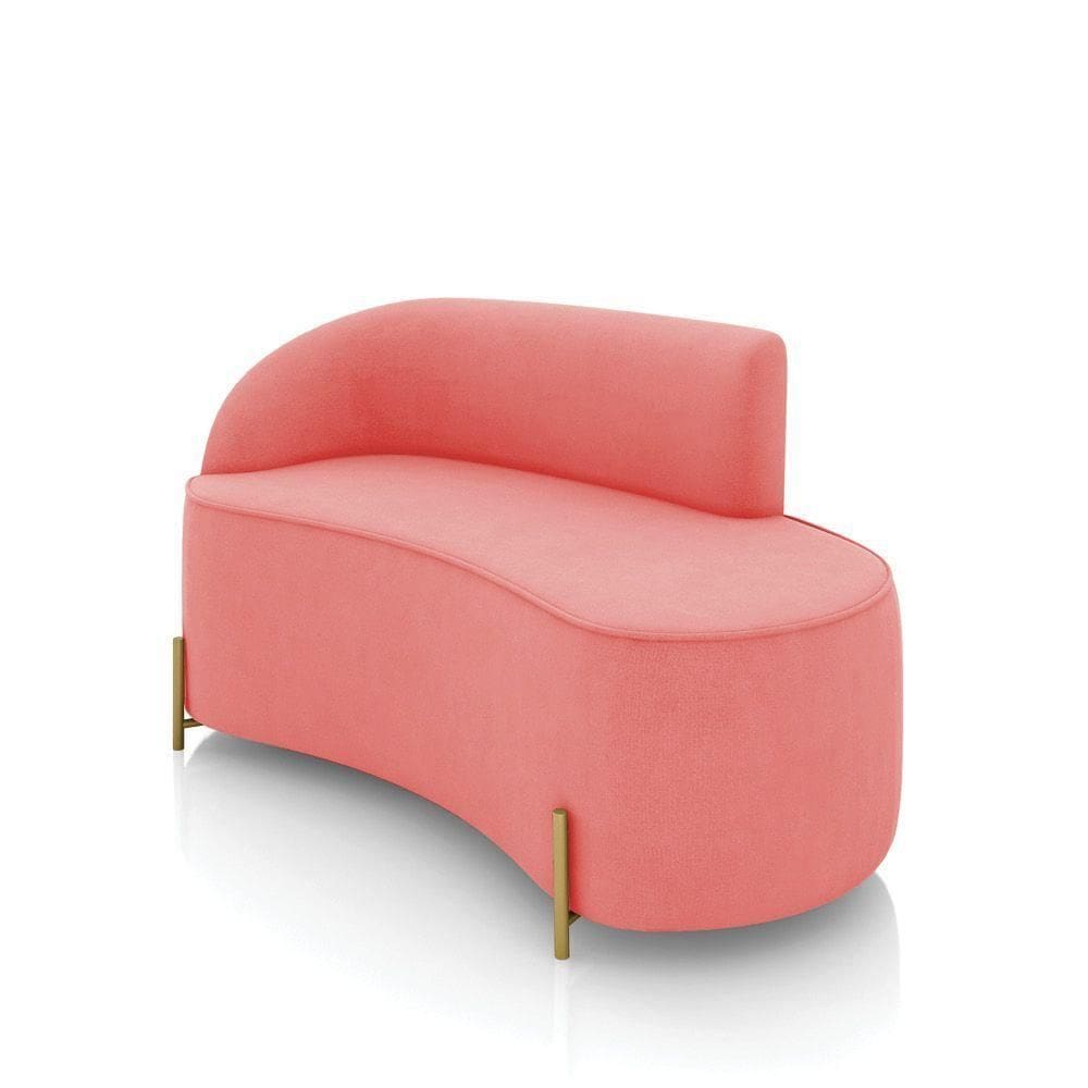 Sofá 2 Lugares Orgânico 140cm Pé Dourado Morgan Suede Rosê D03 - D`rossi
