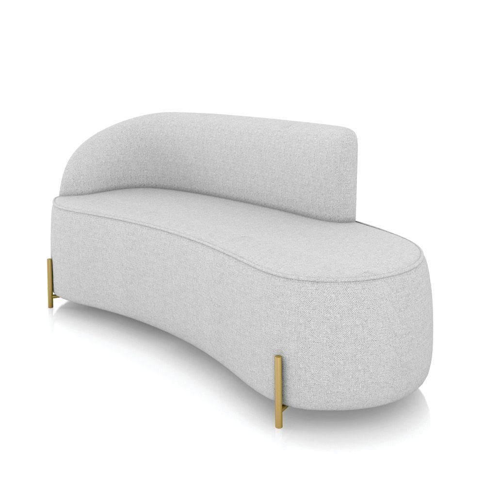 Sofá 3 Lugares Orgânico 180cm Pé Dourado Morgan Linho Cinza D03 - D`rossi