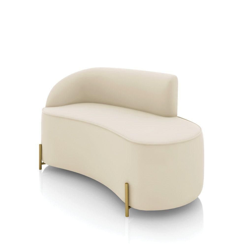 Sofá 2 Lugares Orgânico 140cm Pé Dourado Morgan Veludo Bege D03 - D`rossi