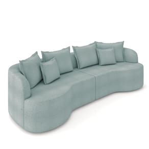 Sofá 3 Lugares Orgânico Living 210cm Mersa Bouclê Azul K01 - D`rossi