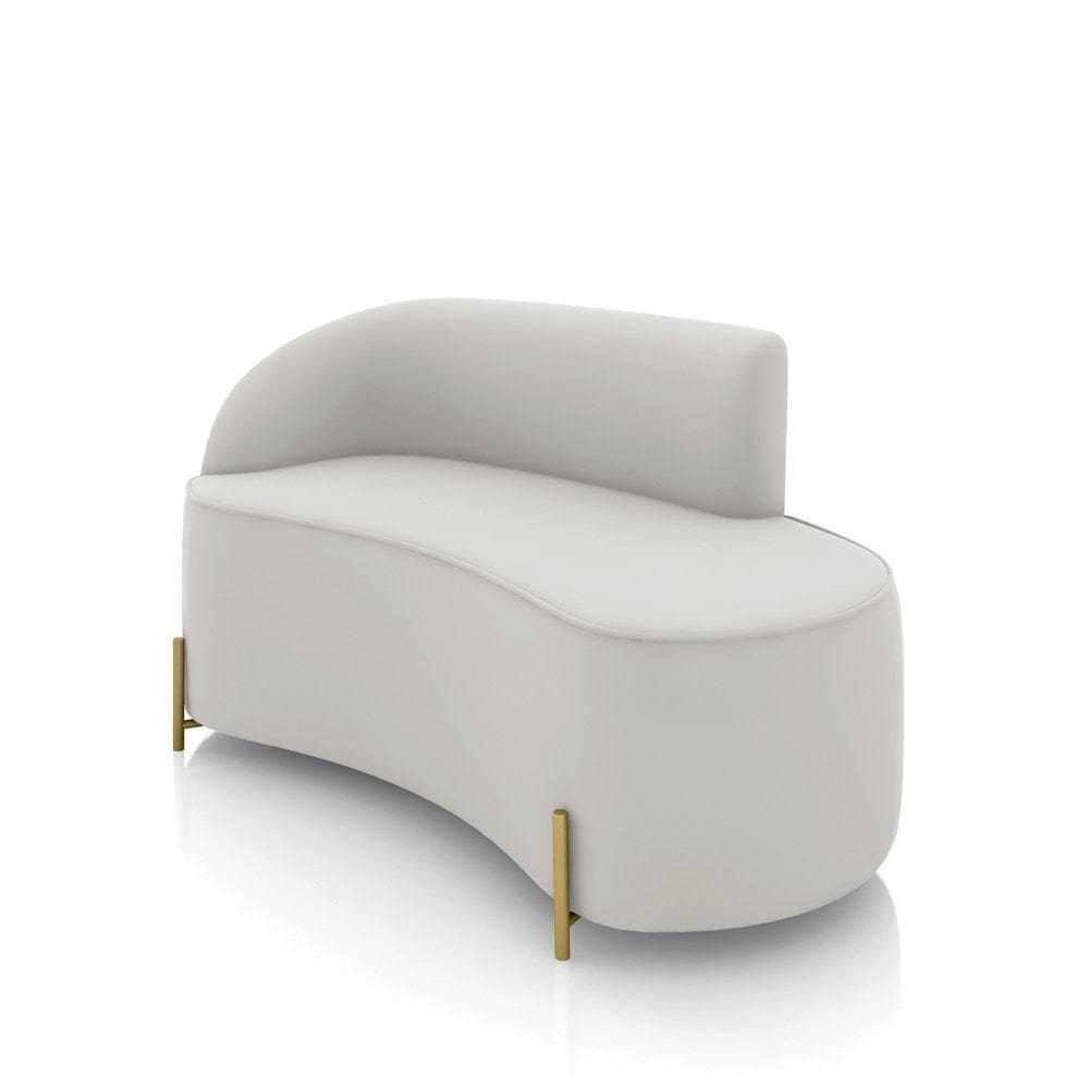 Sofá 2 Lugares Orgânico 140cm Pé Dourado Morgan Veludo Cinza D03 - D`rossi
