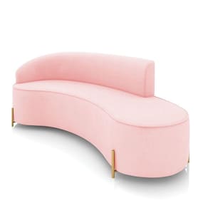 Sofá 4 Lugares Orgânico 220cm Pé Dourado Morgan Suede Rosa Bebê D03 - D`rossi