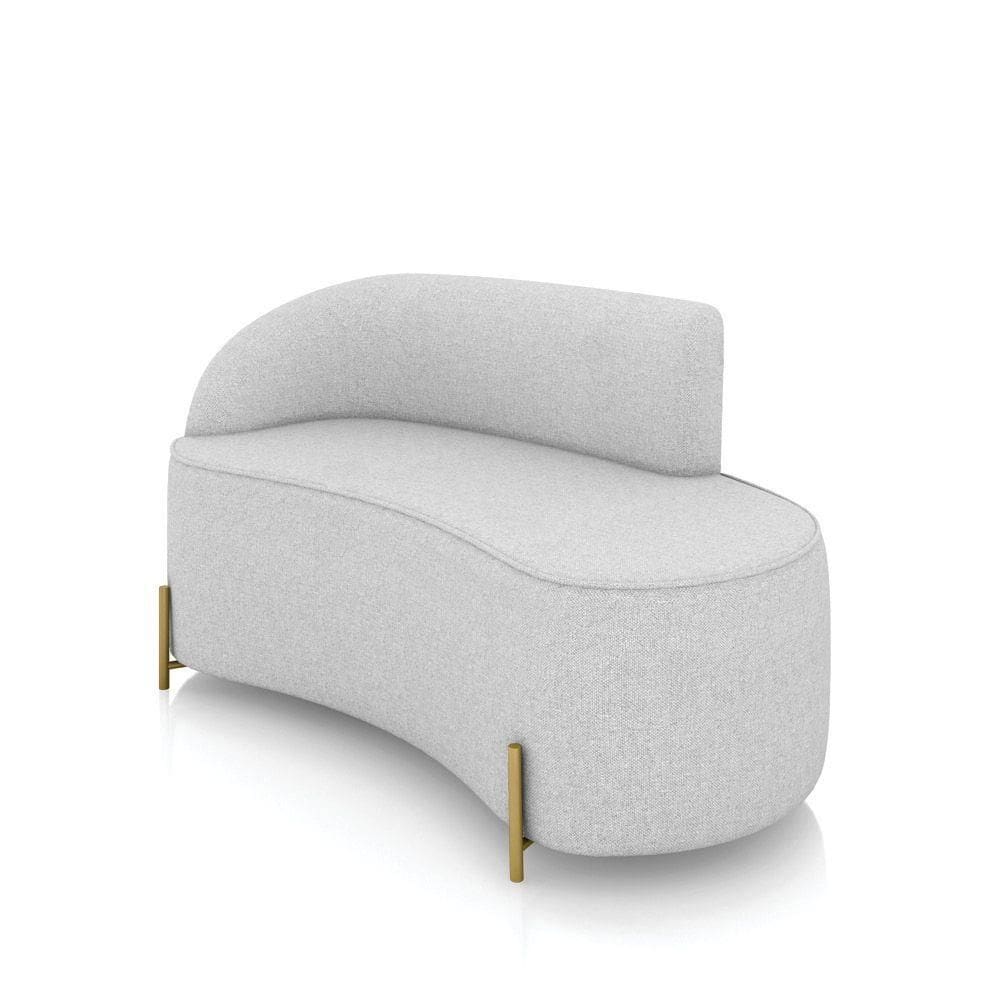 Sofá 2 Lugares Orgânico 140cm Pé Dourado Morgan Linho Cinza D03 - D`rossi