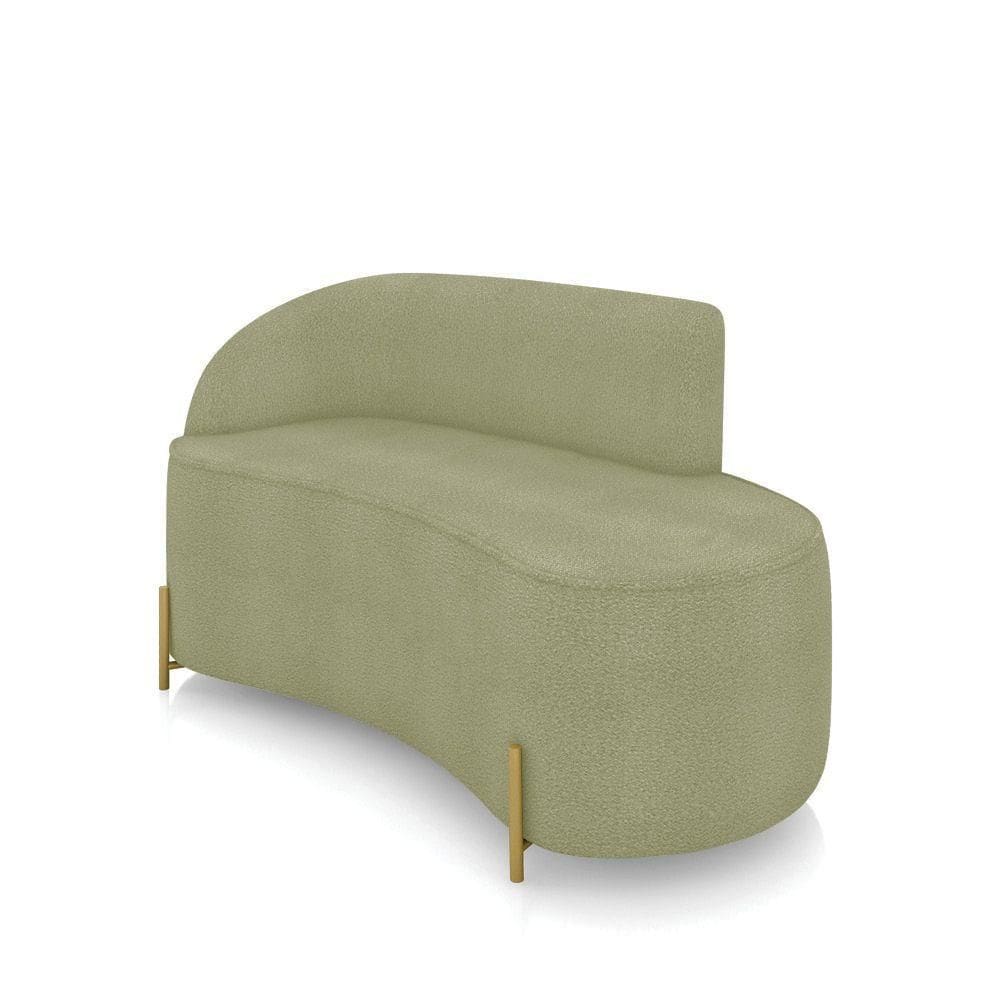 Sofá 2 Lugares Orgânico 140cm Pé Dourado Morgan Bouclê Pistache D03 - D`rossi