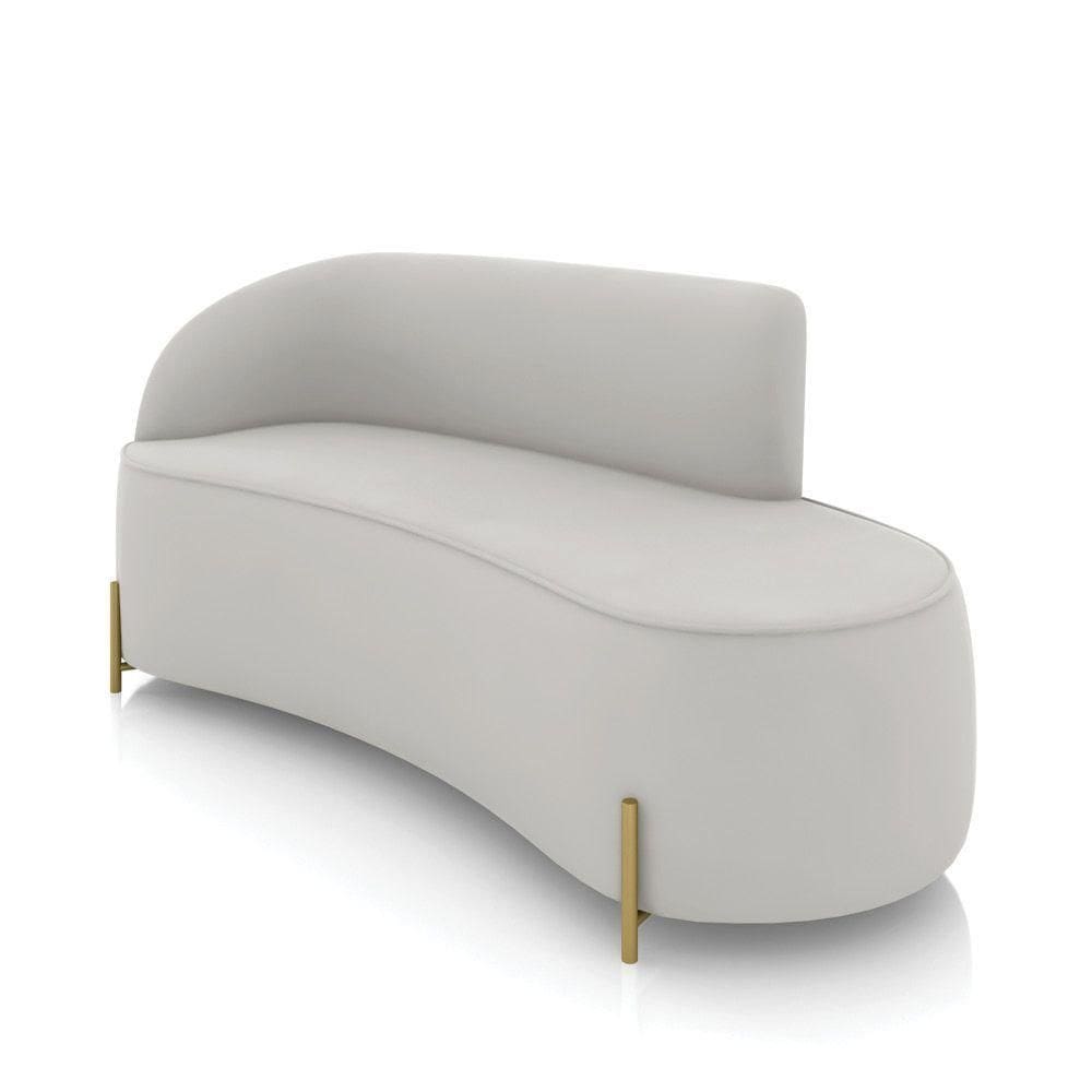 Sofá 3 Lugares Orgânico 180cm Pé Dourado Morgan Veludo Cinza D03 - D`rossi