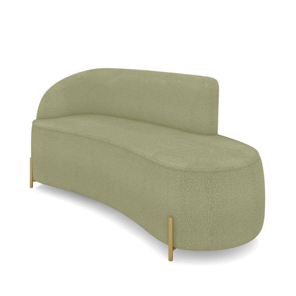 Sofá 3 Lugares Orgânico 180cm Pé Dourado Morgan Bouclê Pistache D03 - D`rossi
