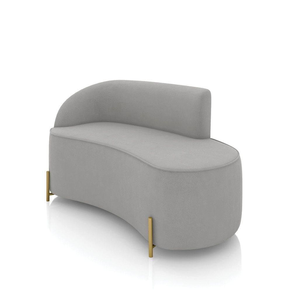 Sofá 2 Lugares Orgânico 140cm Pé Dourado Morgan Suede Cinza D03 - D`rossi