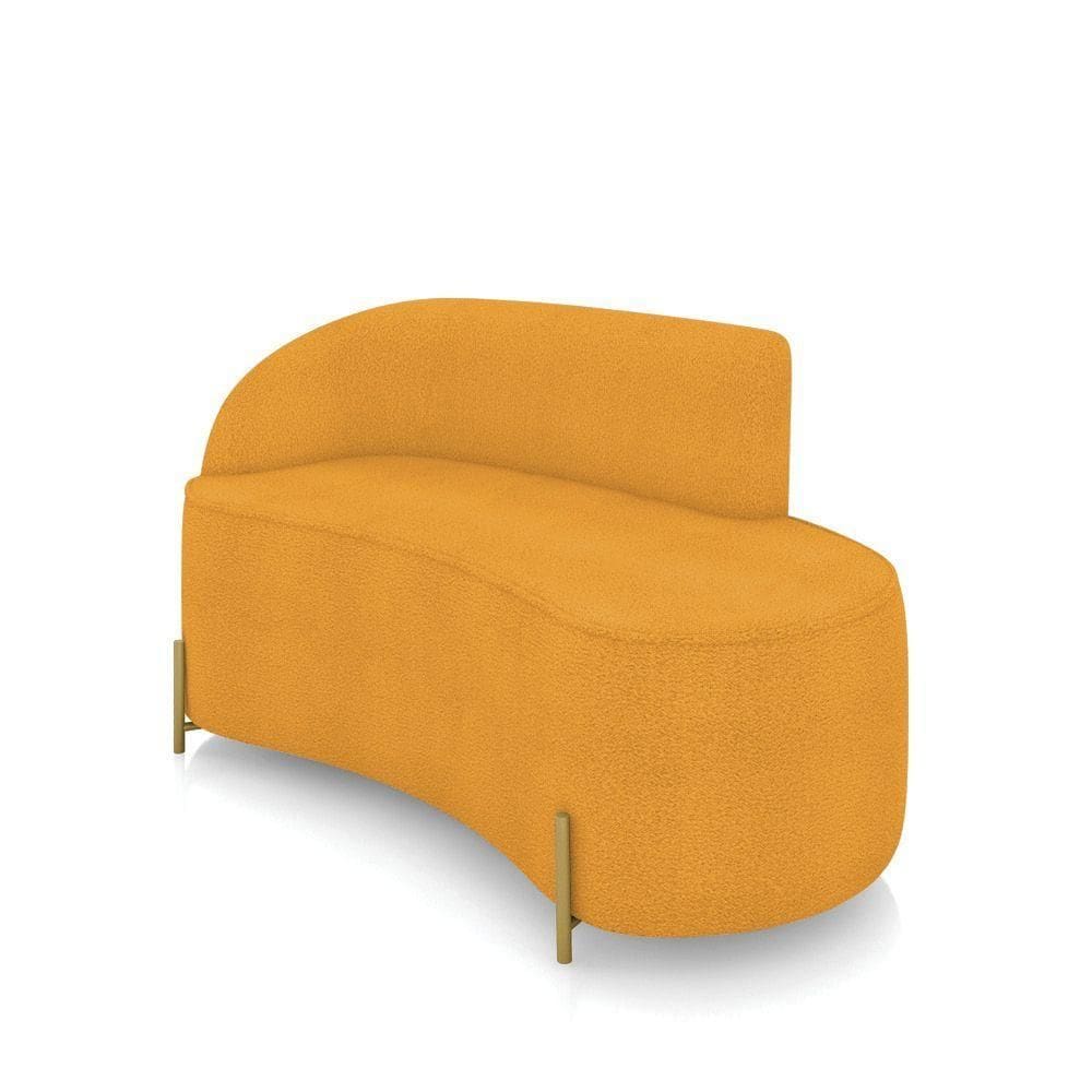 Sofá 2 Lugares Orgânico 140cm Pé Dourado Morgan Bouclê Mostarda D03 - D`rossi