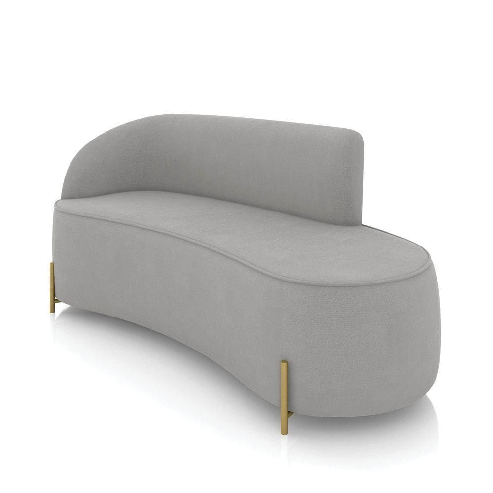 Sofá 3 Lugares Orgânico 180cm Pé Dourado Morgan Suede Cinza D03 - D`rossi