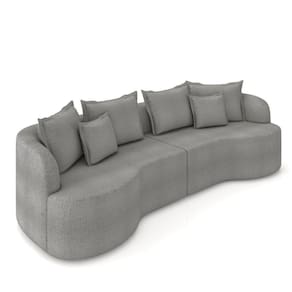 Sofá 5 Lugares Orgânico Living 290cm Mersa Bouclê Cinza K01 - D`rossi