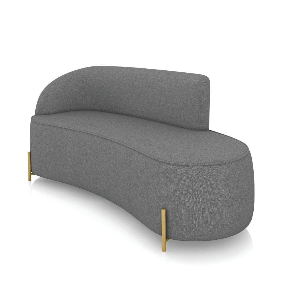 Sofá 3 Lugares Orgânico 180cm Pé Dourado Morgan Linho Grafite D03 - D`rossi