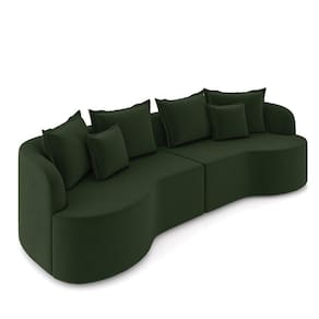 Sofá 5 Lugares Orgânico Living 290cm Mersa Veludo Verde K01 - D`rossi