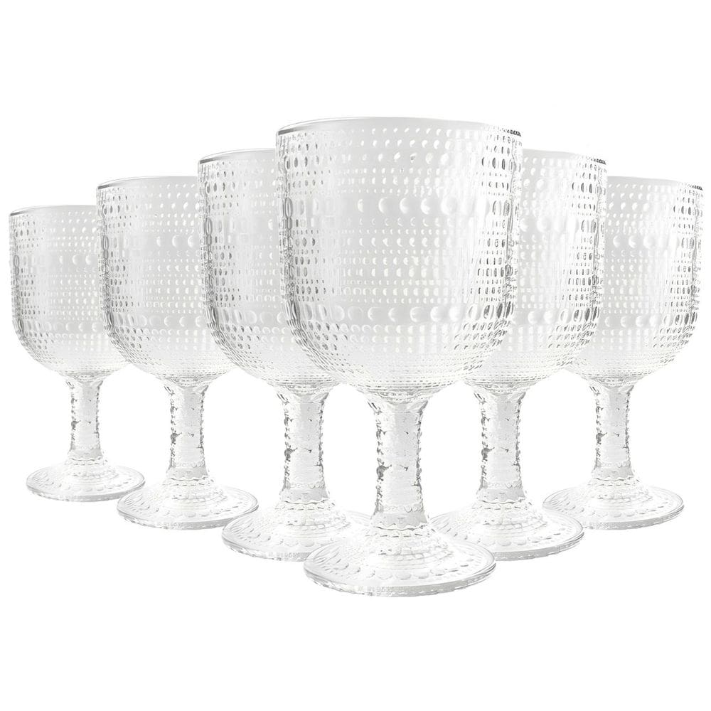 Jogo com 6 Taças Pérola de Vidro Transparente de Agua ou Suco 390ml