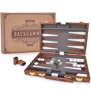 Conjunto de gamão AMEROUS Classic, jogo de tabuleiro de 28 cm com estojo de couro