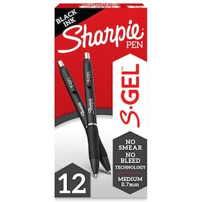 Caneta de gel Sharpie S-Gel de ponto médio de 0,7 mm, tinta preta, 12 unidades