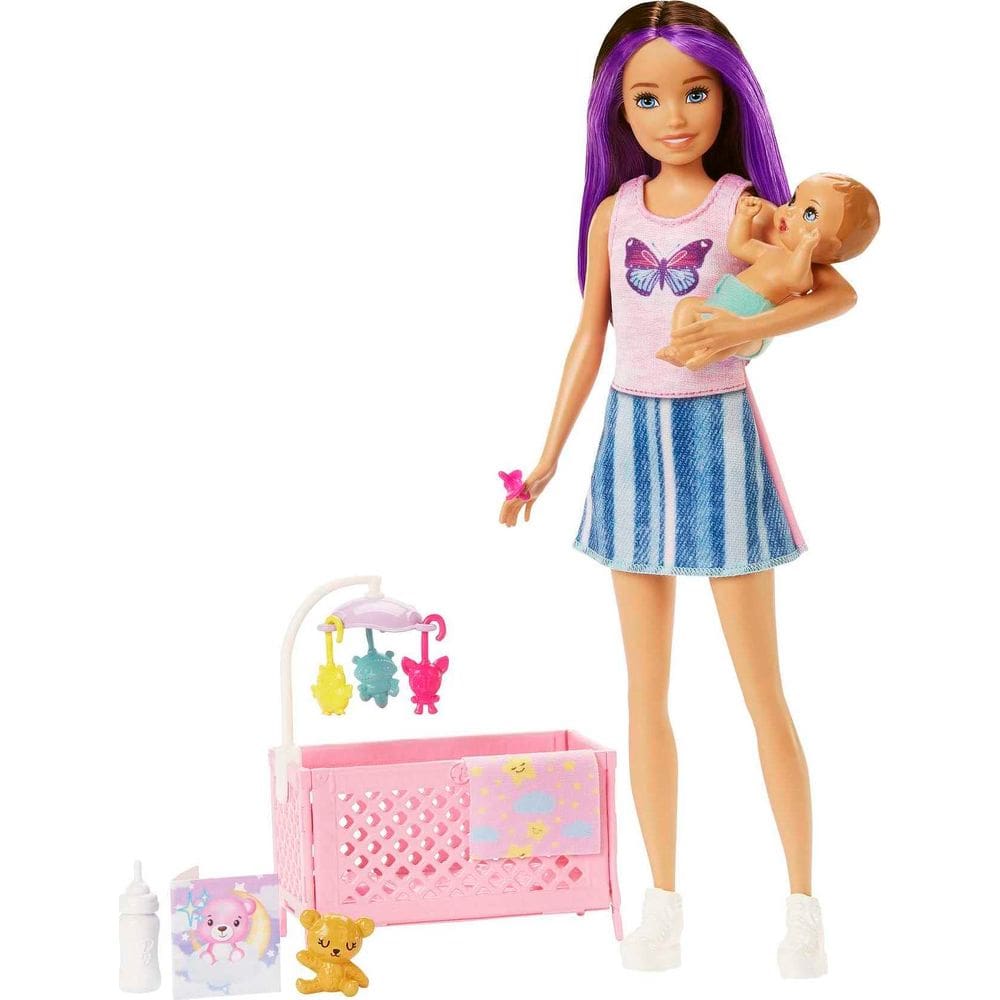 Conjunto de brinquedos Barbie Skipper Babysitters Inc Berço com bonecas