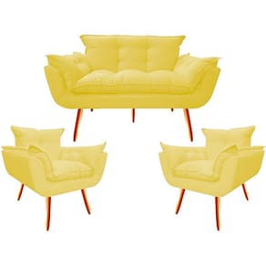 2 Poltr e Namor. Opala Decorativa Reforçada Suede Amarelo