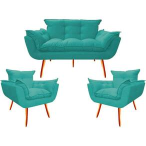 2 Poltr e Namo. Opala Decorativa Reforçada Suede Azul Tifany