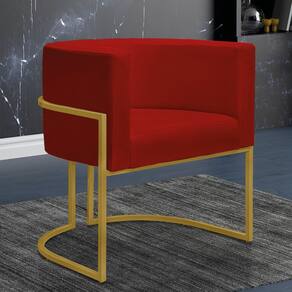 Poltrona Decorativa Nayara Base Ferro Dourado Suede Marsala