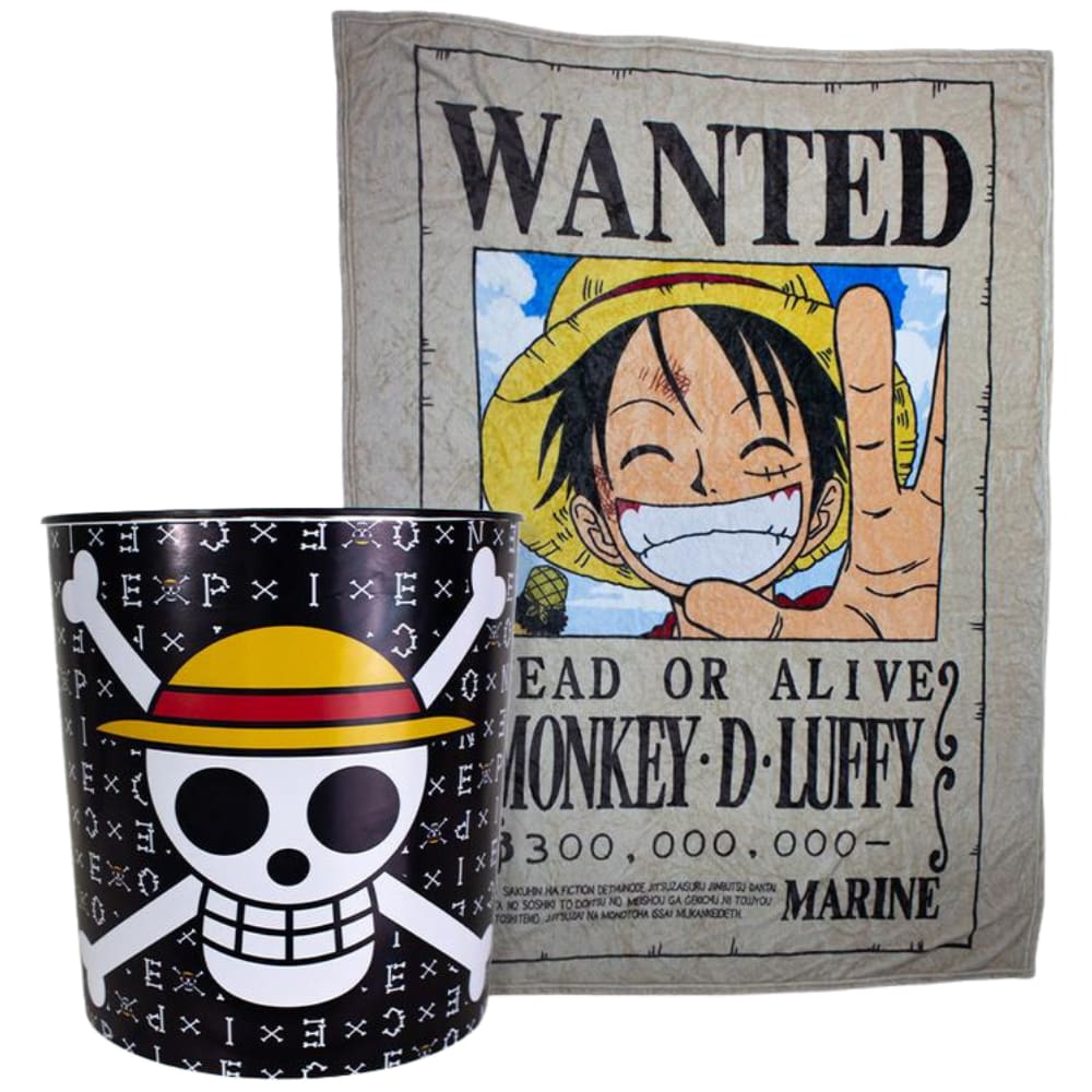 Kit Monkey D. Luffy Manta Felpuda Macia + Balde Pipoca Oficial One Piece