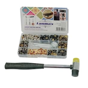 Kit Aplicador Manual Com 120 Botoes Metal+ Martelo