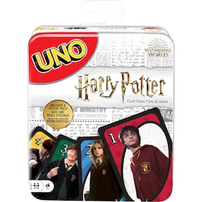 Jogo de cartas Mattel Games UNO Harry Potter com estojo de lata
