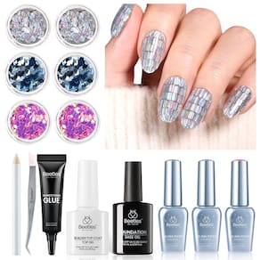 Esmalte de unhas: besouros X DIY Nail Glitter, rosa, azul, prata