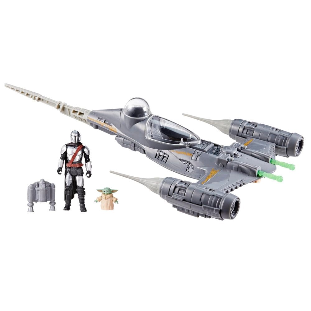 Toy STAR WARS Epic Hero Series The Mandalorian`s N-1 Starfighter Ship com bonecos de ação Grogu e Mandalorian