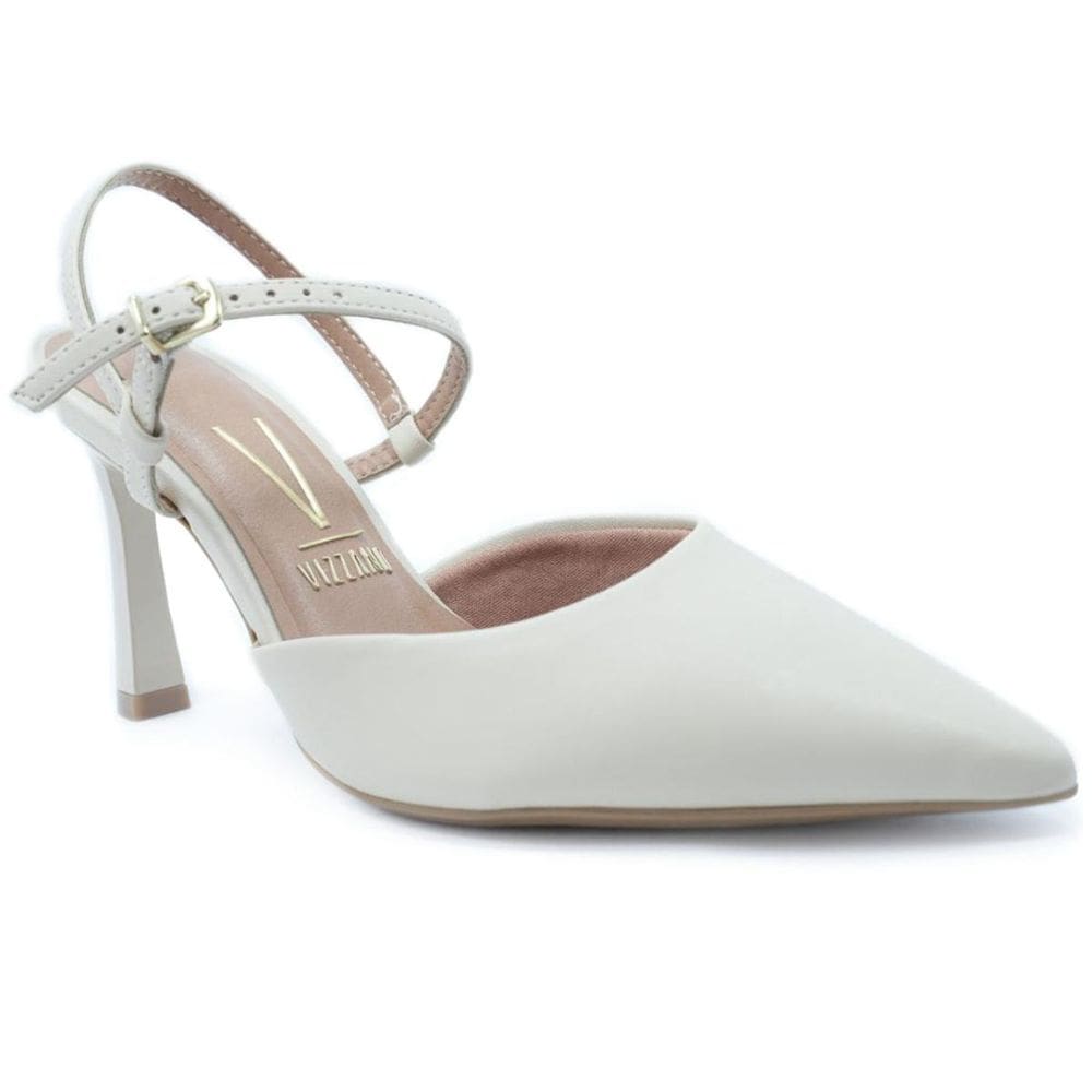Scarpin Vizzano Traseiro Aberto Salto Médio - Creme