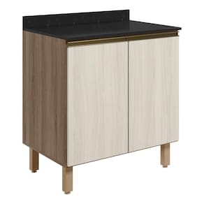 Balcao Com Tampo 2p 60 Cm Mdf Kali 12220 Carvalho Toq Bianco Toq Nicioli