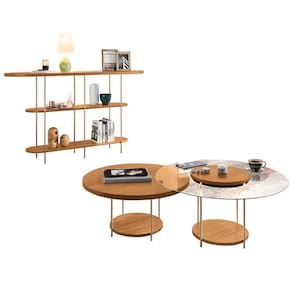 Aparador Infinity E Mesas De Centro Sky Com Tampo De Vidro E Em Mdf Cinamomo - Hb Móveis Cinamomo