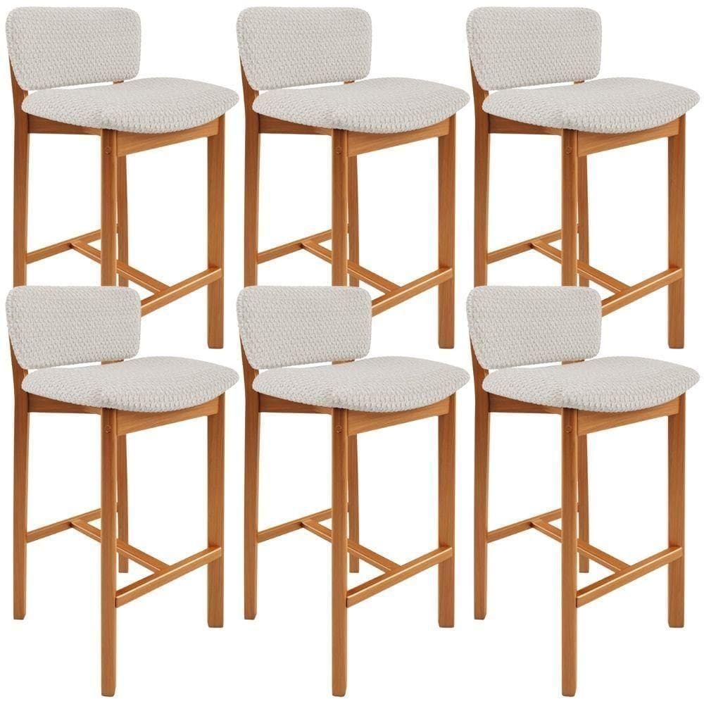 Kit 06 Banquetas Alta Para Cozinha Sala De Jantar Bar Dara L02 Bouclê Cru - Lyam Decor